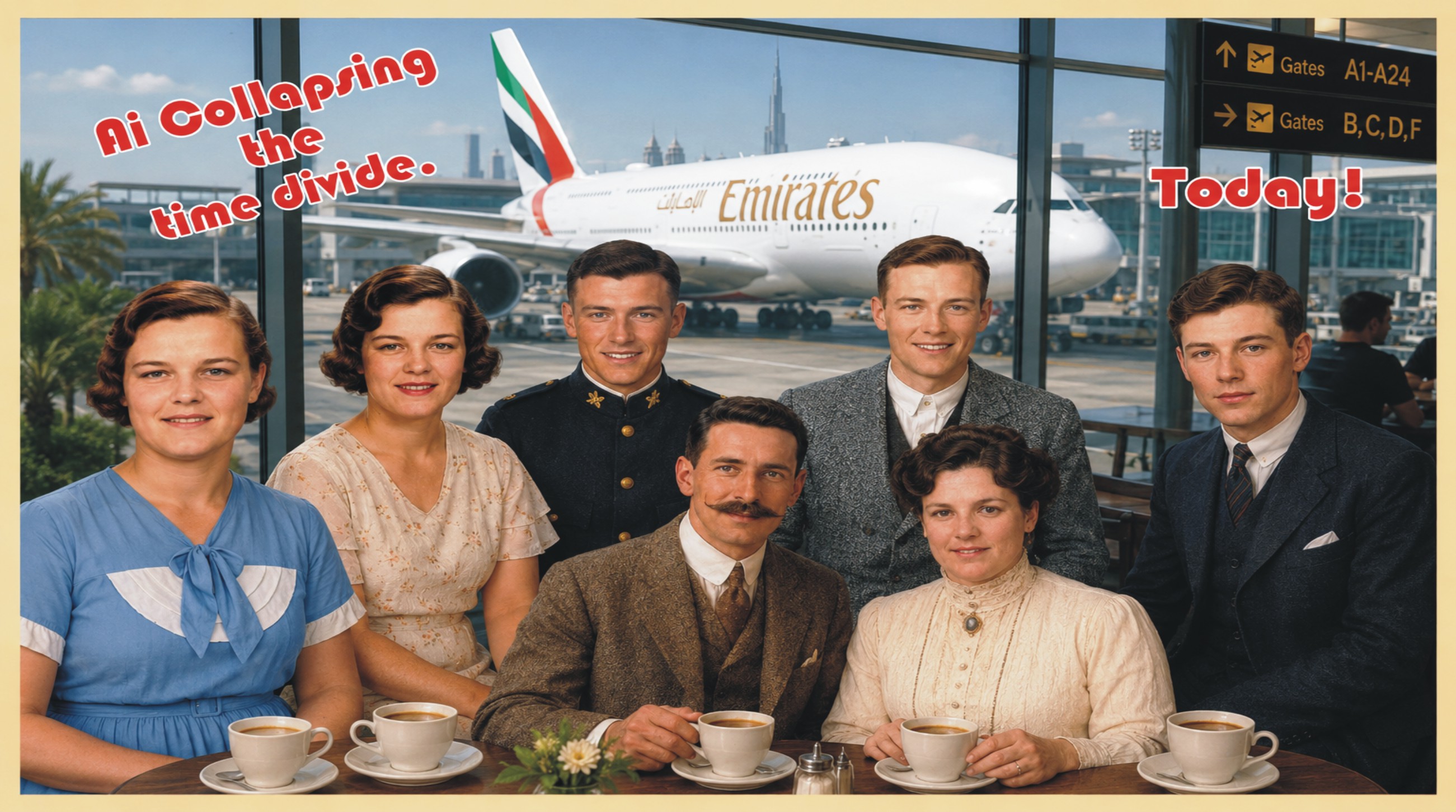 Albert and Alice Vickery with their family, visually brought together across different periods of time.